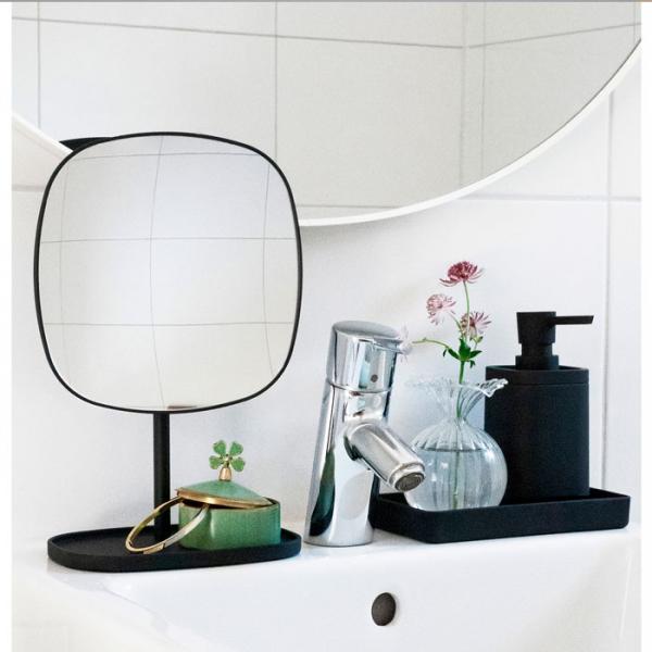 Beslagsboden Glow makeupspejl p&aring; fod m/bakke og 7x forst&oslash;rrelse - Mat sort