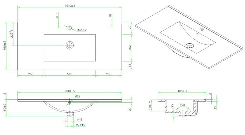 Cass&oslash;e Crown Stripe 100 m&oslash;bels&aelig;t m/skuffer - Eg