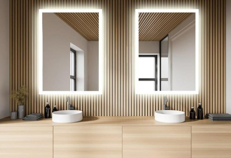 Mie firkantet spejl m/integreret LED lys og backlight - 100 cm Mie firkantet spejl m/integreret LED lys og backlight - 100 cm