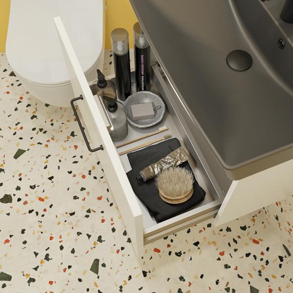 Dansani Mido+ 60 m&oslash;bels&aelig;t m/Capella h&aring;ndvask i antracit - Hvid mat