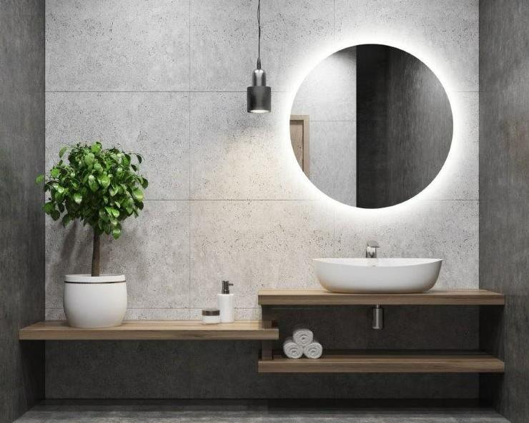 Puk rundt spejl m/backlight og varme - Ø80 cm Puk rundt spejl m/backlight og varme - Ø80 cm