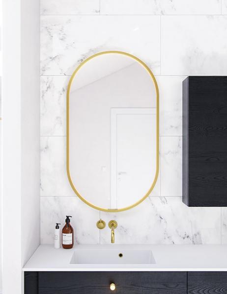 Dansani Moon spejl 105*60 m/lys og lysstyring - B&oslash;rstet messing