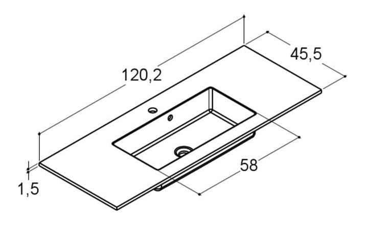 Dansani Luna Urban 120 m&oslash;bels&aelig;t m/Minore vask og skuffer - H&oslash;j - Brun eg