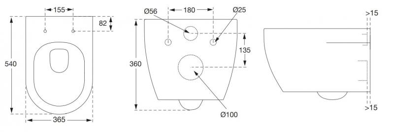 Pressalit rimless toiletpakke m/Sway D2 s&aelig;de, cisterne og hvid betjening