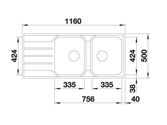 Blanco Lemis 8S-IF UX k&oslash;kkenvask - Rustfrit st&aring;l