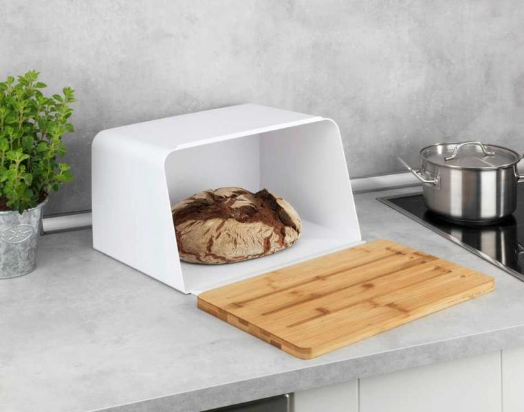 Wenko Kubo br&oslash;dkasse m/tabletholder - Bambus/hvid