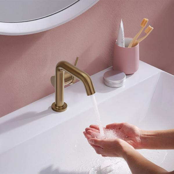 hansgrohe Tecturis S Fine h&aring;ndvaskarmatur 110 m/CoolStart, EcoSmart+ og push-open bundventil - B&oslash;rstet bronze