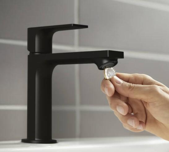hansgrohe Rebris E 110 h&aring;ndvaskarmatur m/Coolstart og l&oslash;ft-op bundventil - Mat sort