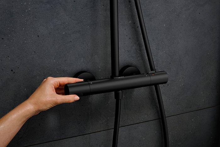 hansgrohe Pulsify S Puro & Tecturis komplet pakke til badev&aelig;relset - Mat sort