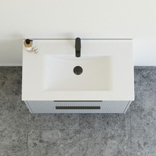 Dansani Mido+ Classic 81 m&oslash;bels&aelig;t m/Amber vask og 2 skuffer - Striber/mat lysebl&aring;