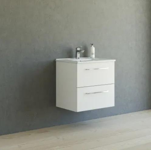 Dansani Mido+ 60 m&oslash;belpakke m/Amber vask og 2 skuffer - Mat hvid