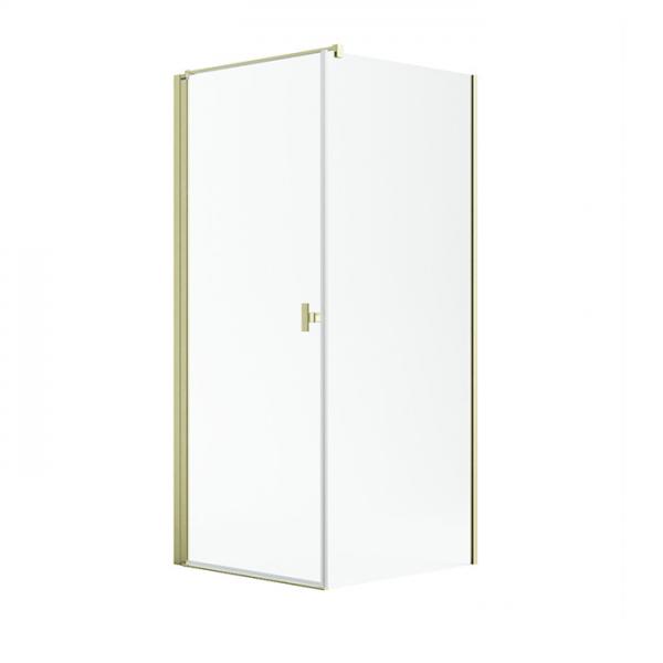 Str&oslash;mberg Noma 135 fast brusev&aelig;g m/svingd&oslash;r til venstre - 80 x 80 - Klar glas/b&oslash;rstet messing