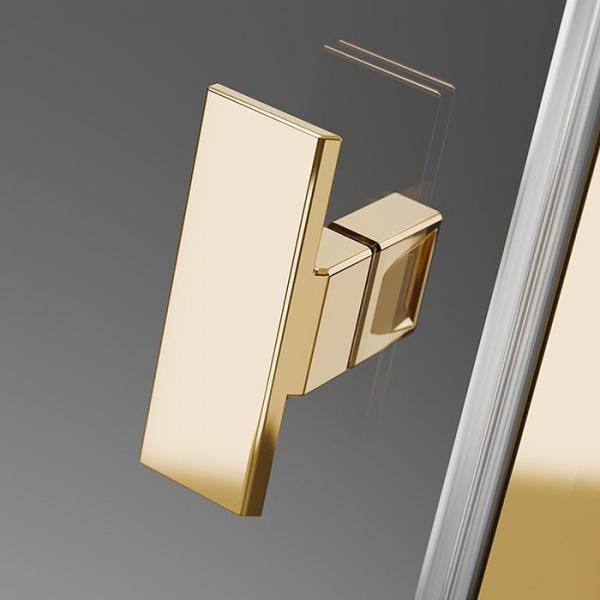 Str&oslash;mberg Noma 135 fast brusev&aelig;g m/svingd&oslash;r til venstre - 80 x 80 - Klar glas/poleret messing