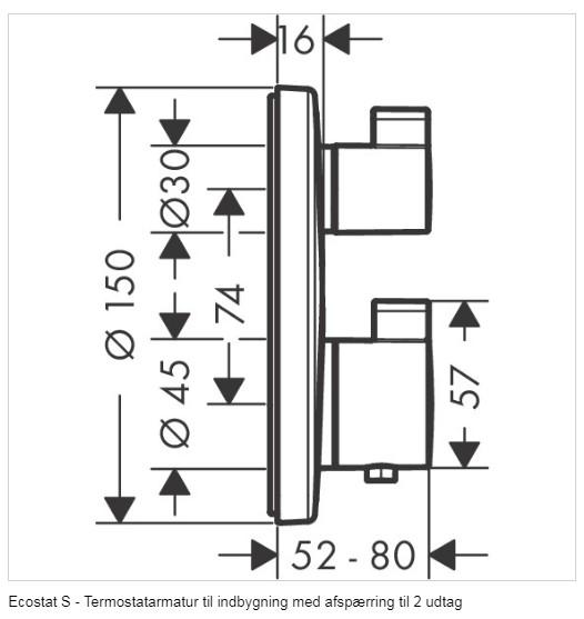 Hansgrohe Ecostat S komplet brusesystem til indbygning - Mat hvid Hansgrohe Ecostat S komplet brusesystem til indbygning - Mat hvid
