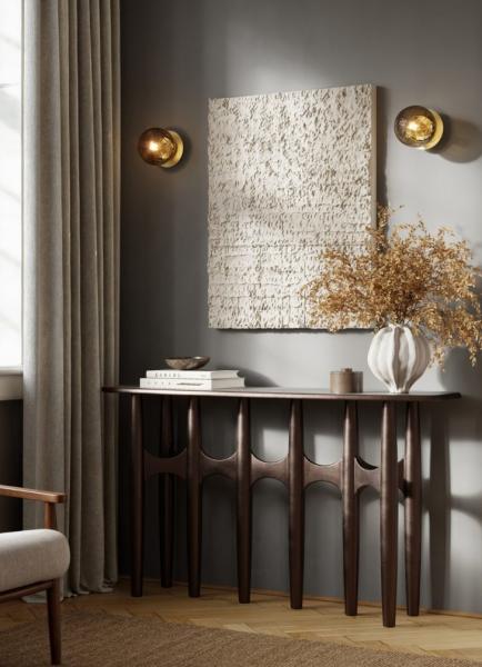 Cass&oslash;e Muro v&aelig;glampe m/bruntonet glas - B&oslash;rstet messing