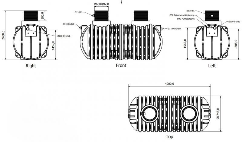 Watercare komplet regnvandsanl&aelig;g til hus 7000L