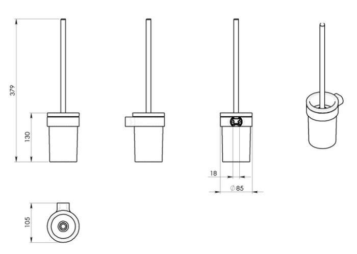 Hefe Piren s&aelig;t af badtilbeh&oslash;r - B&oslash;rstet messing