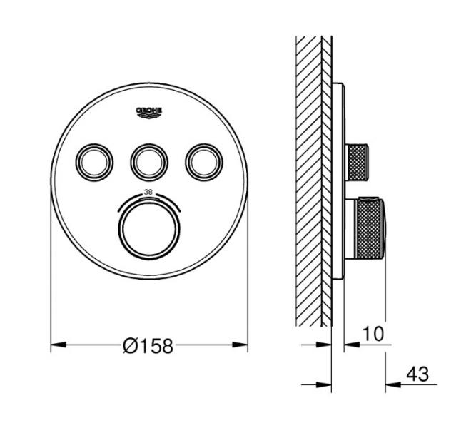 Grohe SmartControl komplet brusesystem med SmartActive brus til indbygning/loft - B&oslash;rstet Cool Sunrise