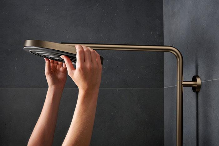hansgrohe Pulsify S Puro 260 Showerpipe 1jet m/EcoSmart, EcoStat Fine og 3jet h&aring;ndbruser - B&oslash;rstet bronze