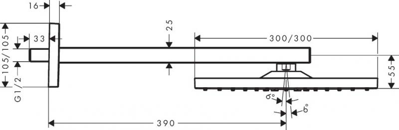 Hansgrohe Raindance E 300 hovedbruser til v&aelig;g - Krom